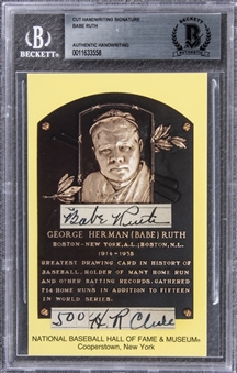 Babe Ruth Handwriting Signed Cut - Beckett 